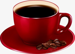 咖啡红色杯子咖啡豆素材