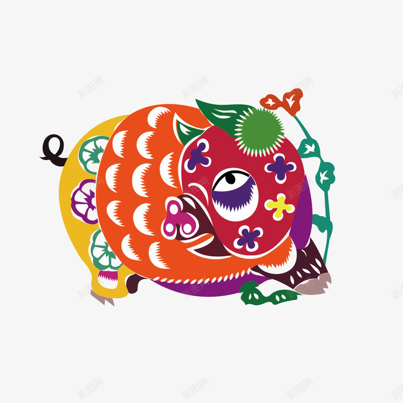 中国风小猪花纹png免抠素材_88icon https://88icon.com 中国风 彩色花纹 手绘花纹 简单花纹 花纹