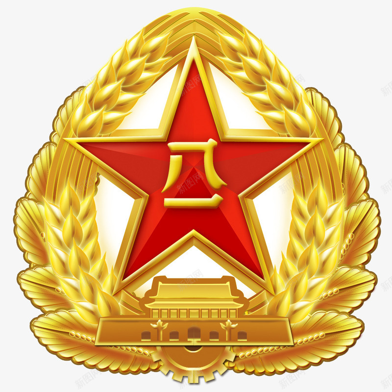 八一金色标志png免抠素材_88icon https://88icon.com 中国风 八一图标 建军节 永远跟党走 装饰图案 跟党走