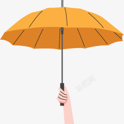 下雨天手拿雨伞海报矢量图素材
