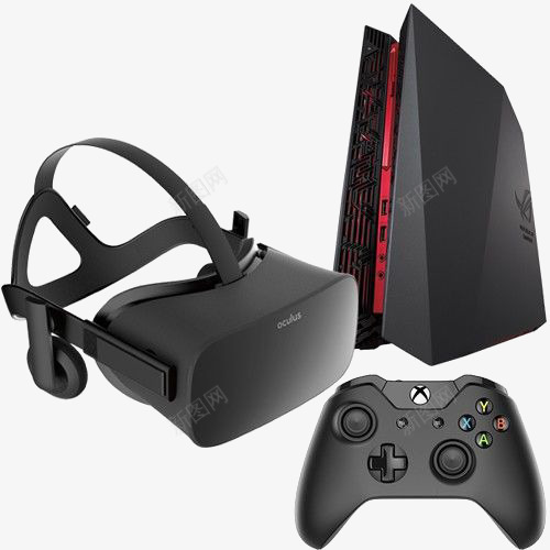 游戏设备png免抠素材_88icon https://88icon.com VR世界 VR游戏 VR眼镜 家用游戏设备 游戏手柄 电脑主机 黑色