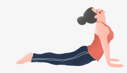 伸展运动手绘人物插画健身伸展身体的女孩高清图片