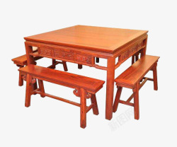 棕色八仙桌实木家具素材