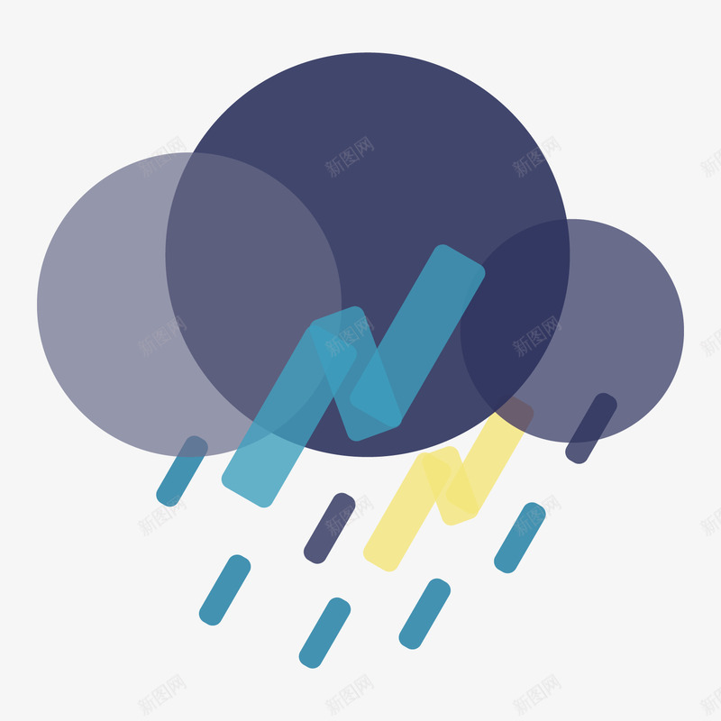 灰色乌云下雨元素矢量图ai免抠素材_88icon https://88icon.com 下雨 乌云 倾斜 圆弧 扁平化 灰色 闪电 矢量图