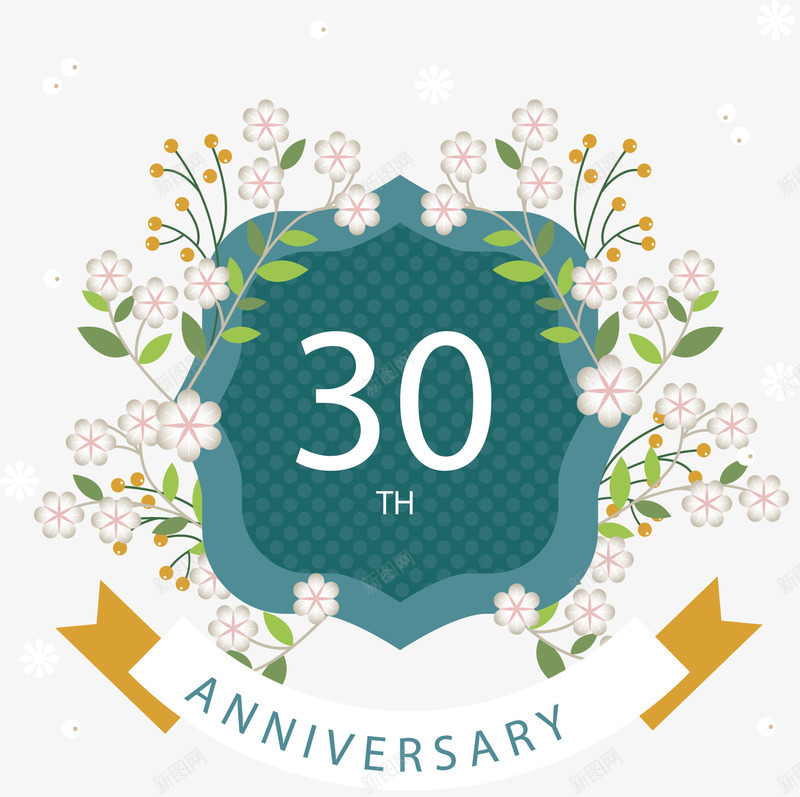 白色花朵30周年纪念矢量图ai免抠素材_88icon https://88icon.com 30周年 周年 周年典礼 周年纪念 白色花朵 矢量png 矢量图