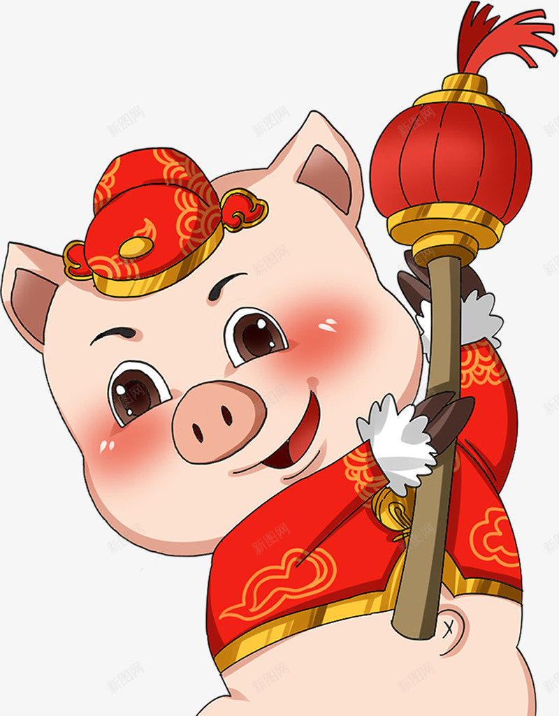 喜庆小猪插画png免抠素材_88icon https://88icon.com Q版猪 一只小猪 小猪 灯笼 猪 猪年大吉 福猪