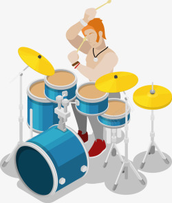 摇滚乐插图装饰插图打架子鼓的人高清图片