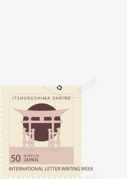 日本建筑物浅色的邮票矢量图高清图片