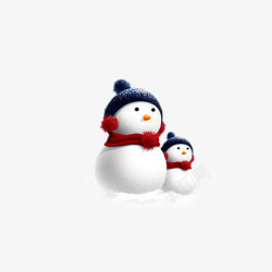 下雪装饰背景戴蓝帽的雪人高清图片