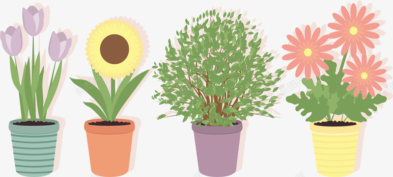 几株盆栽png免抠素材_88icon https://88icon.com 向日葵 家居美化 盆栽 装修 阳台布置