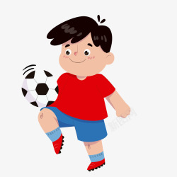 卡通踢足球的男孩矢量图素材