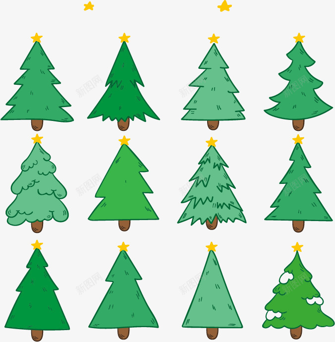 12棵圣诞树png免抠素材_88icon https://88icon.com 圣诞树 圣诞节 松树 矢量素材 绿色