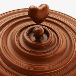 融化的液体弹起的巧克力爱心高清图片