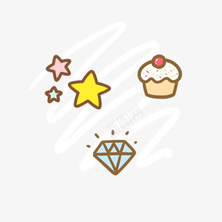 卡通钻石星星蛋糕png免抠素材_88icon https://88icon.com 卡通 星星 蛋糕 钻石