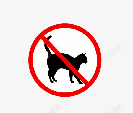 禁止猫通行图标矢量图图标