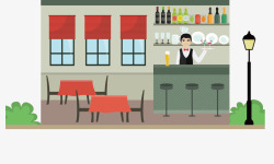 矢量酒吧服务员酒吧餐厅装修剖面图矢量图高清图片