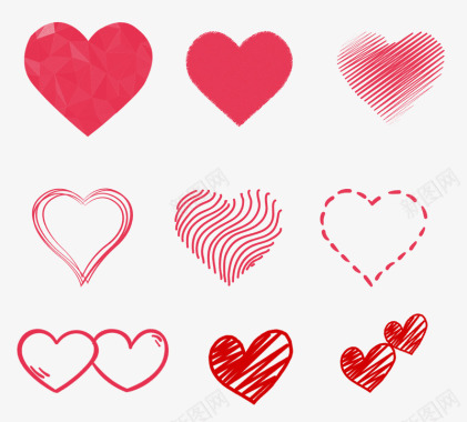 心形手绘卡通爱心心形图标图标