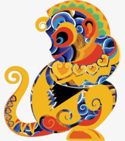 中国风猴子环纹心云纹素材