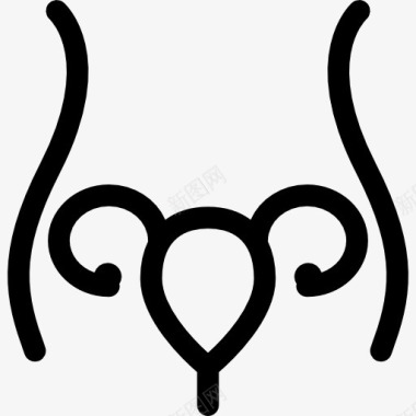 器官子宫和输卵管内的女人的身体轮廓图标图标
