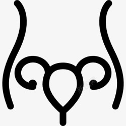 生殖器官子宫和输卵管内的女人的身体轮廓图标高清图片