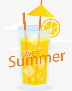 甜蜜夏天美味橙汁矢量图素材