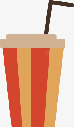 棕色吸管条纹饮品杯子矢量图高清图片