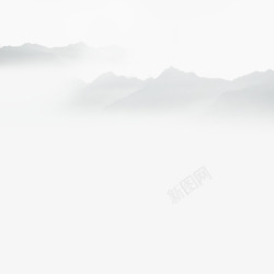 云雾中的远山手绘山水画插图素材