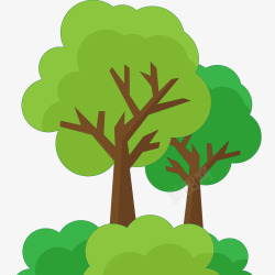 绿色环保手绘卡通树木高清图片