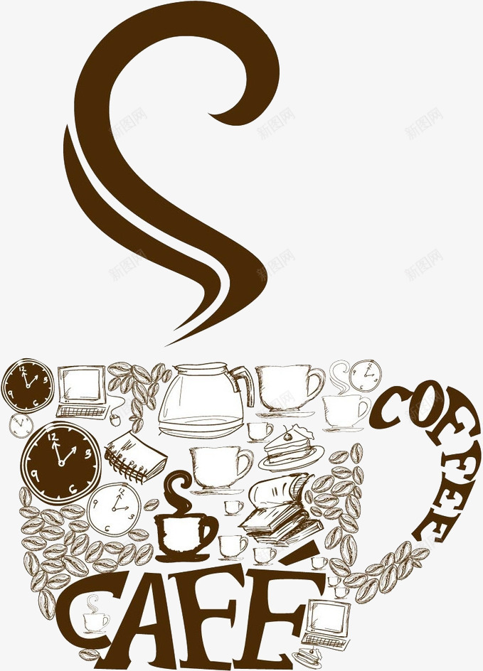 咖啡png免抠素材_88icon https://88icon.com cafe coffee 下午茶 休息 午休 咖啡手绘 咖啡时间 喝咖啡 壶 悠闲 手绘 提神 放松 时钟 时间 设计效果