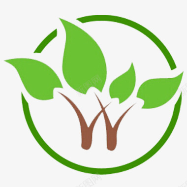 圆形黄绿色叶子简约园林logo图标图标