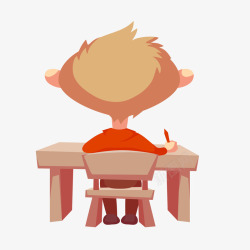 课桌椅设计卡通上课的男孩背影矢量图高清图片