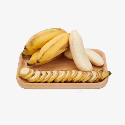 水果盘里的小米蕉和切片实物素材