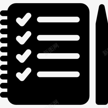 弹力带带列表和铅笔的笔记本图标图标