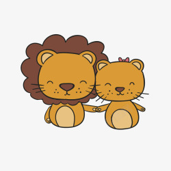 狮子卡通爱情动物矢量图素材