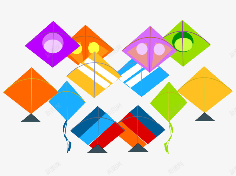 卡通七彩风筝矢量图ai免抠素材_88icon https://88icon.com 七彩 卡通 风筝 矢量图