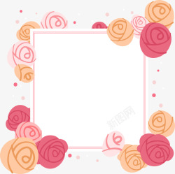 浪漫粉色玫瑰装饰框素材