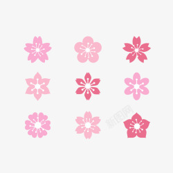 梅花花瓣圆形粉色卡通腊梅图标矢量图高清图片