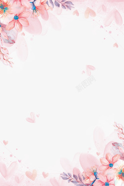 花瓣粉红主题花朵花瓣边框高清图片