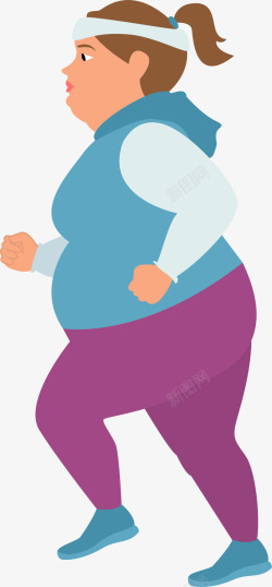 蓝衣卡通肥胖女孩素材