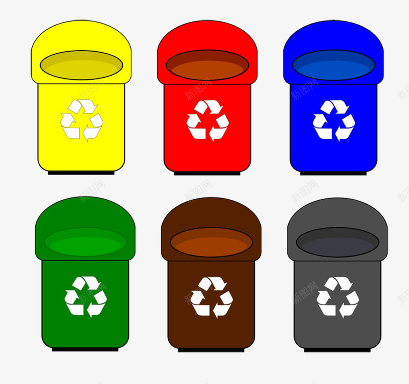 卡通可回循环回收箱矢量图eps免抠素材_88icon https://88icon.com 分类垃圾 卡通 可回循环 回收物 回收箱 彩色 环保 矢量图