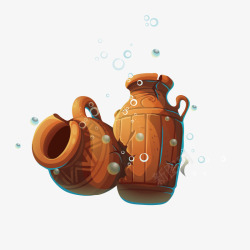 棕色破裂陶瓷罐子素材