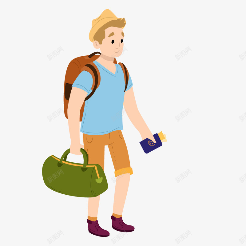 手绘卡通人物准备登机男人png免抠素材_88icon https://88icon.com 人物 出行 卡通人物 卡通男人 旅游 旅行登机 登机 绿色手提旅行包