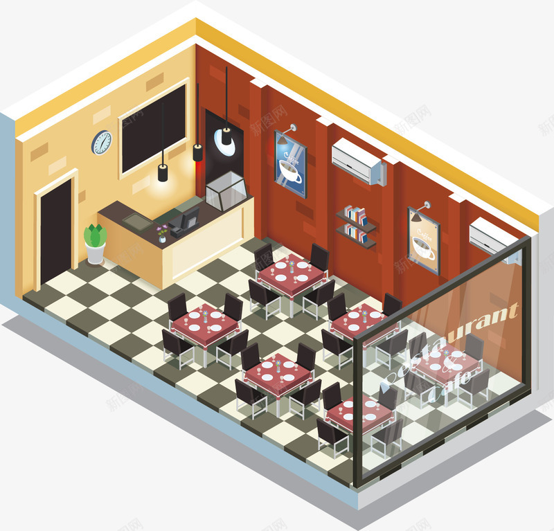 手绘餐厅装修图矢量图ai免抠素材_88icon https://88icon.com 卡通 手绘 装修图 餐厅 矢量图