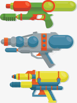 三支三支卡通彩色水枪矢量图高清图片