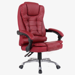 枣红色休闲老板真皮转椅素材