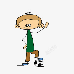 玩足球的男孩卡通图素材