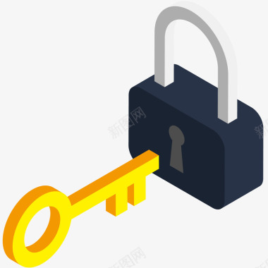 锁装饰锁钥匙插画矢量图图标图标