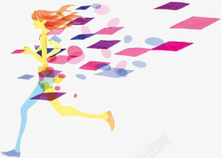 几何图形女生奔跑的女生高清图片