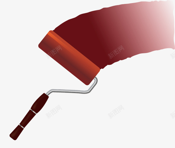手绘刷油漆的滚刷矢量图ai免抠素材_88icon https://88icon.com 刷子 手绘 滚刷 粉刷 红色油漆 装修 矢量图