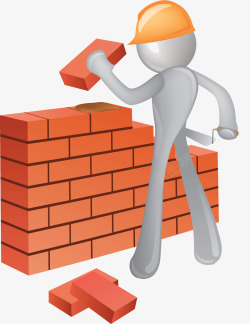 砌墙建筑工人素材